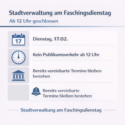 Stadtverwaltung Pforzheim schließt an Faschingsdienstag ab 12 Uhr